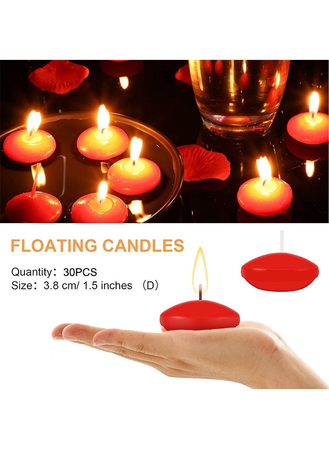 30Pcs Red Floating Candles Centerpieces for Wedding 1.5 Inch Small Unscented Floating Candles Decoration for Valentine's Day Party Wedding Anniversary Holiday Party Gifts Home Pool Decor - Image 2